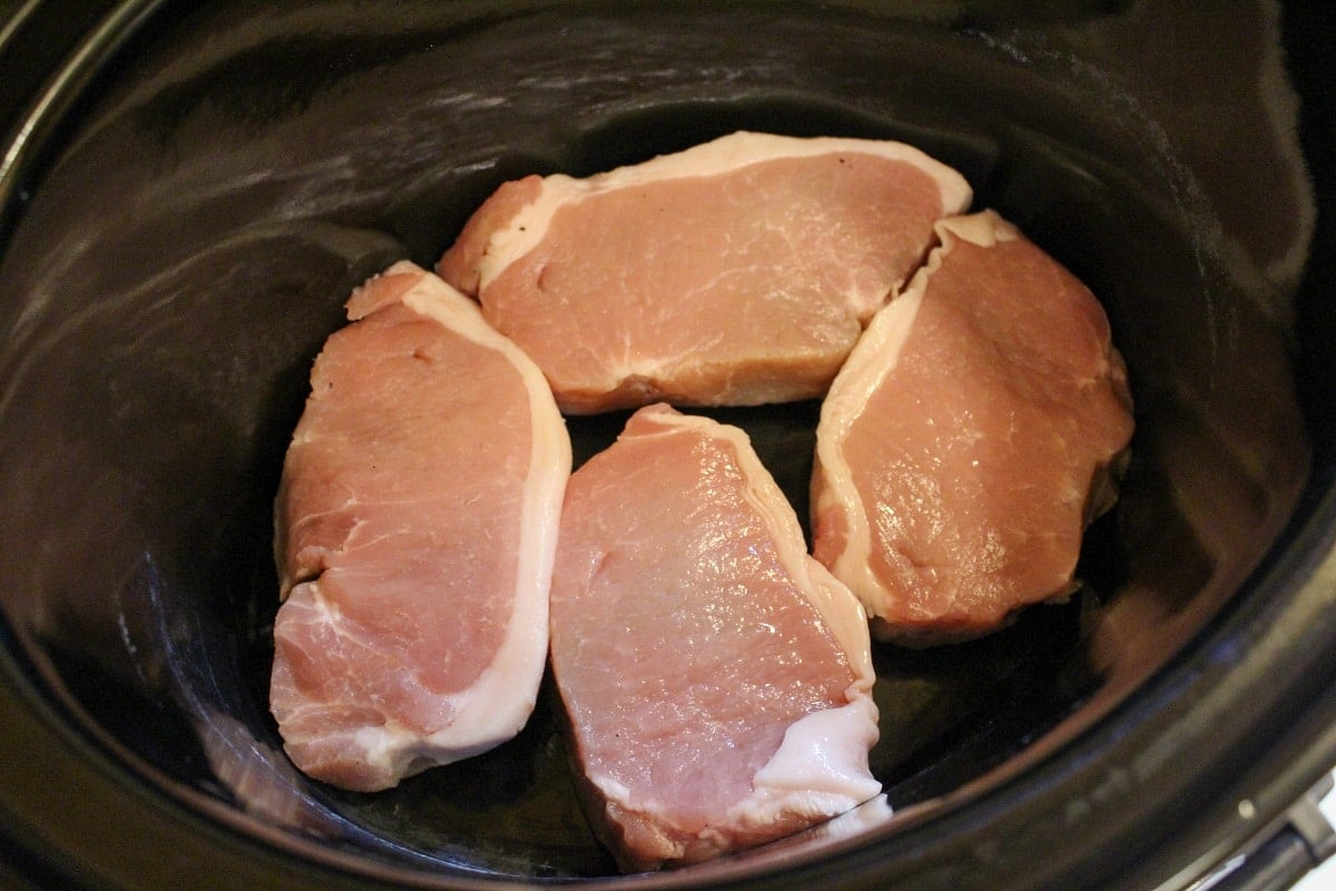 pork chops in a slow cooker