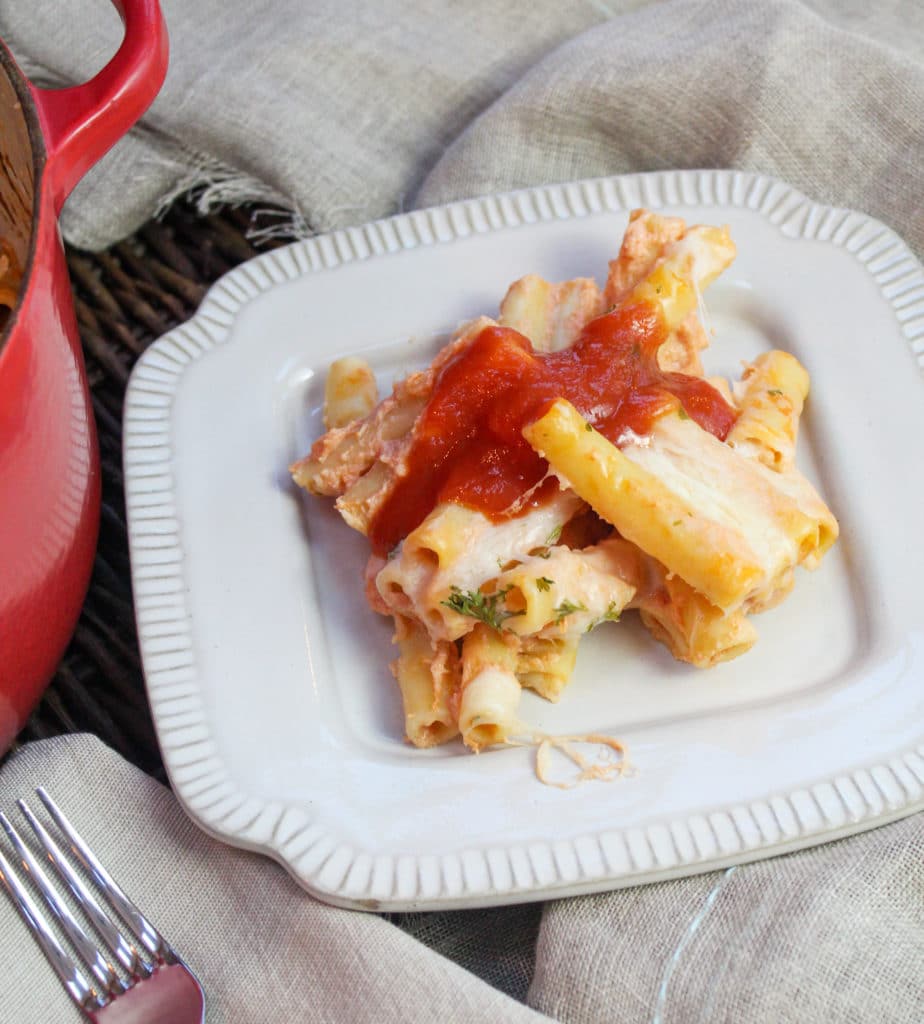 ziti in a plate