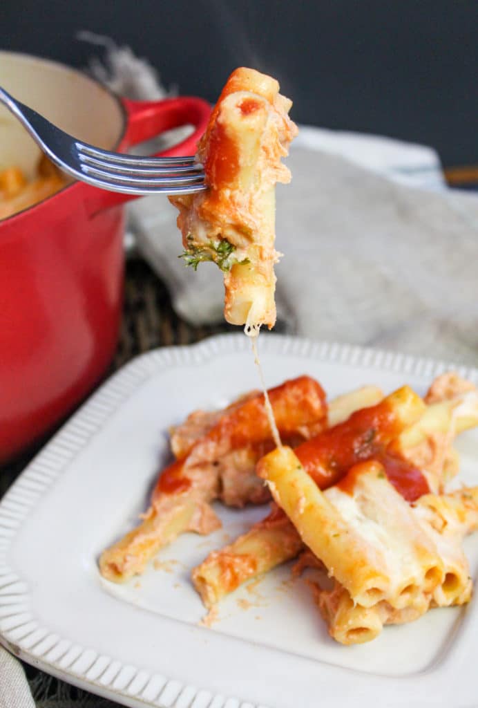 ziti in a plate