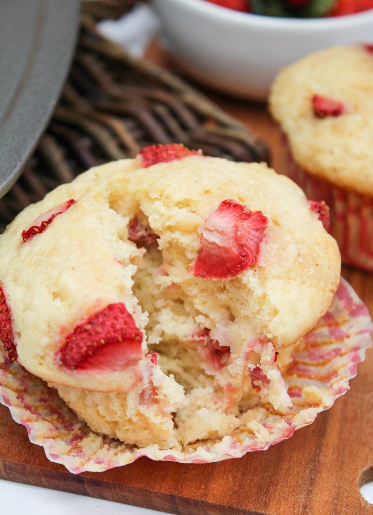 strawberries and cream muffins cut in half