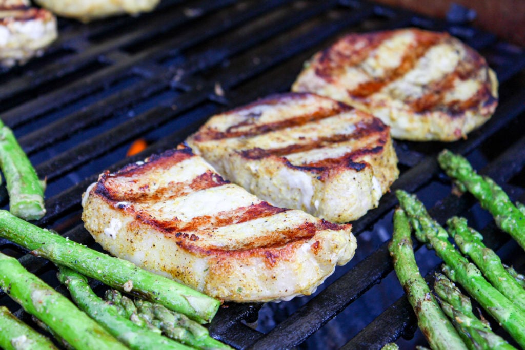 pork chops on the grill