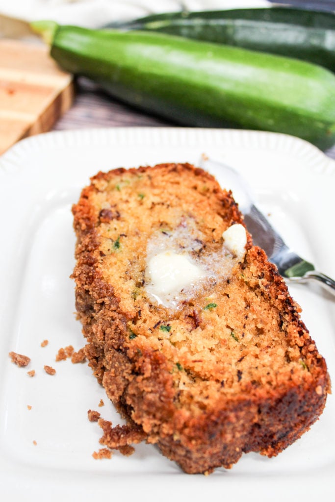 Banana Zucchini Crumble Bread on a plate