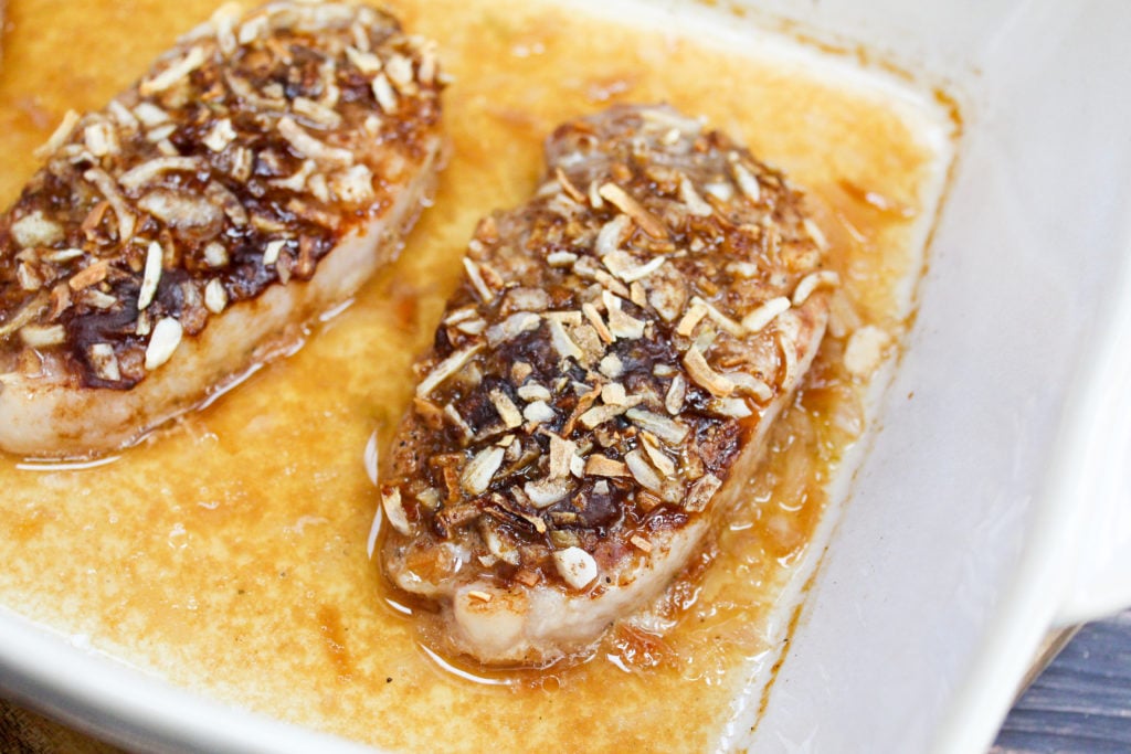 Pork chop in a baking dish