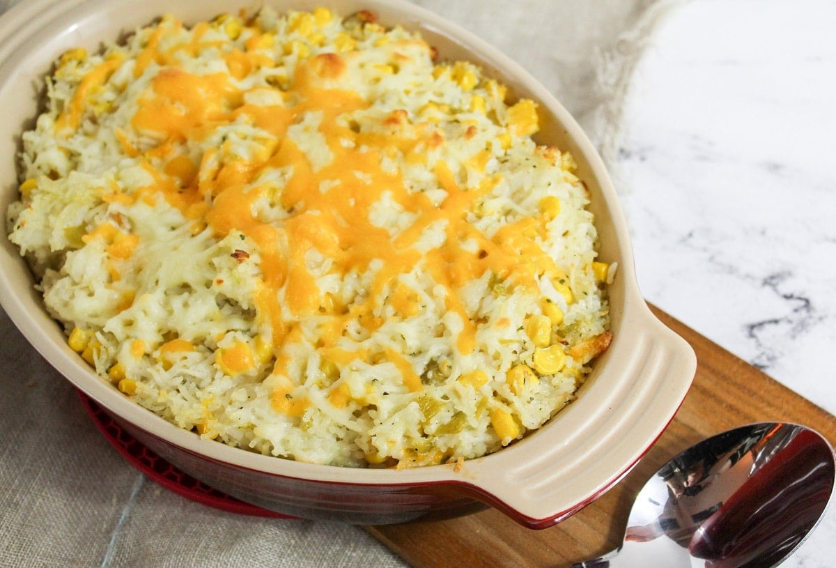 mexican sour cream rice  baked in dish
