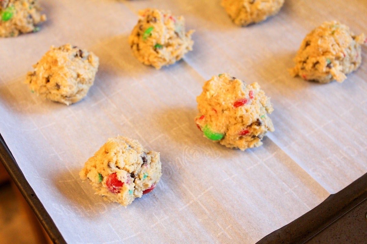 uncooked dough on a cookie sheet