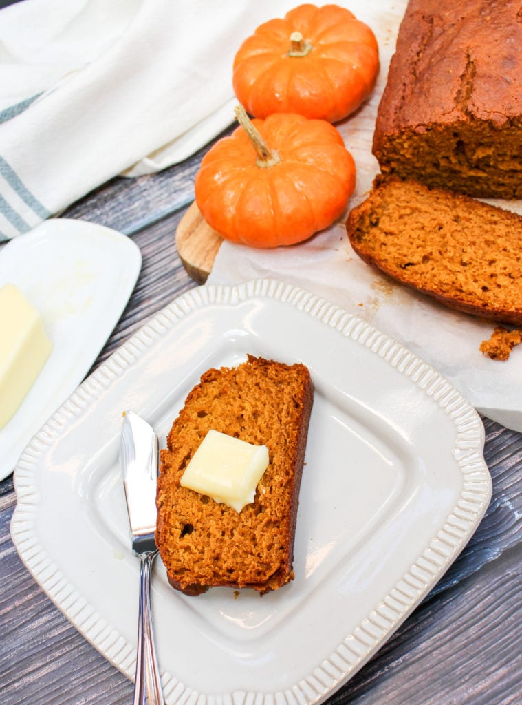 pumpkin bread on a plate