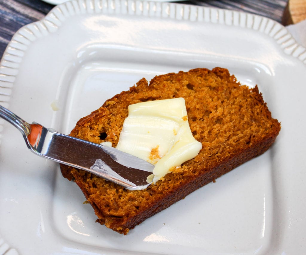 pumpkin bread on a plate