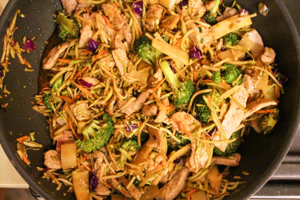 ingredients mixed in the pan