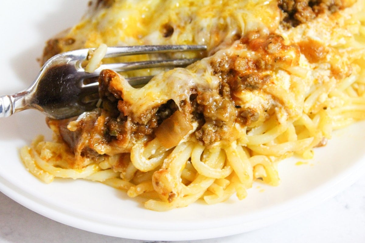 plated spaghetti with for