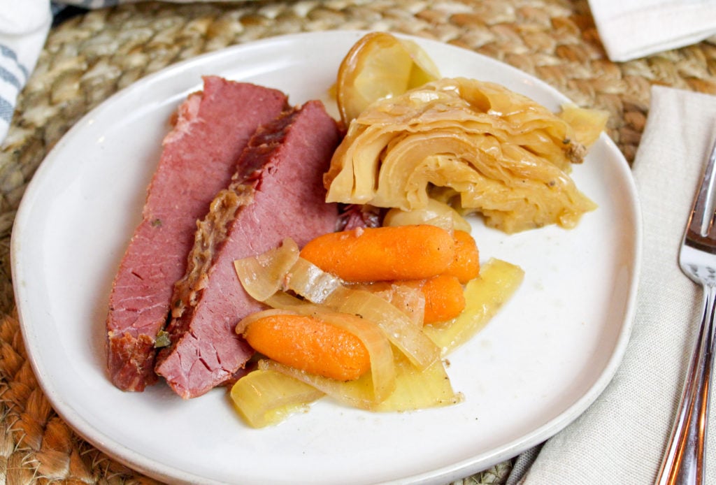 corned beef and cabbage on a plate