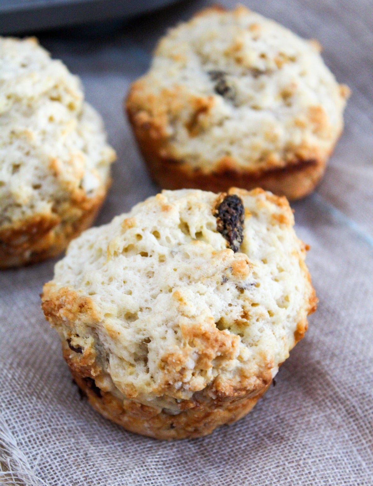 close up of irish soda bread muffin