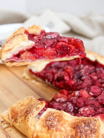 piece of galette cut and lifted to plate