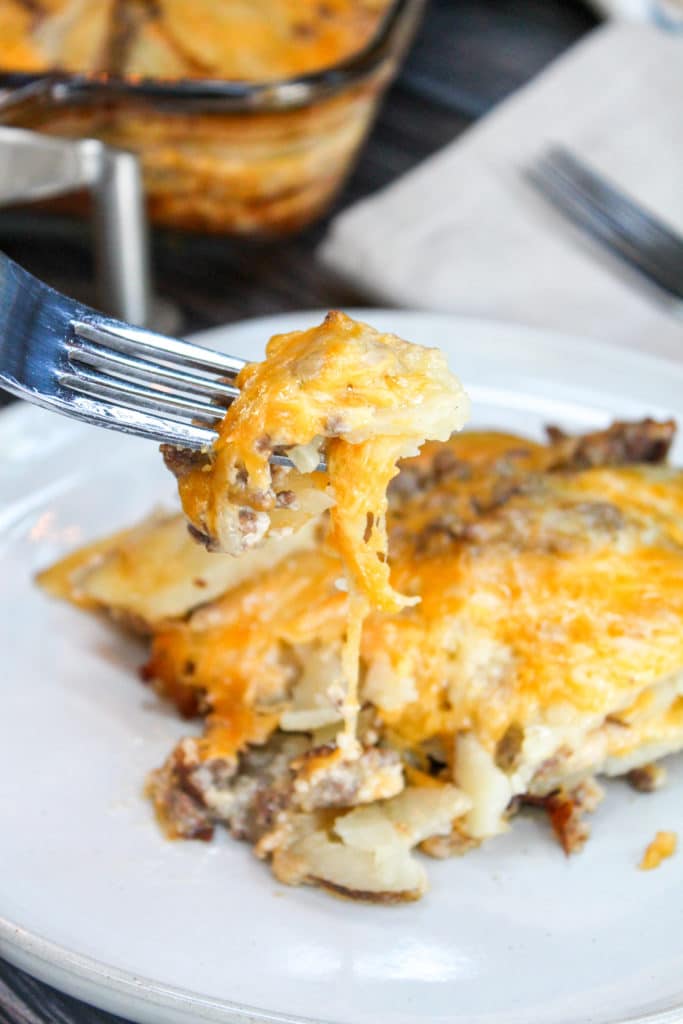 Casserole on a fork