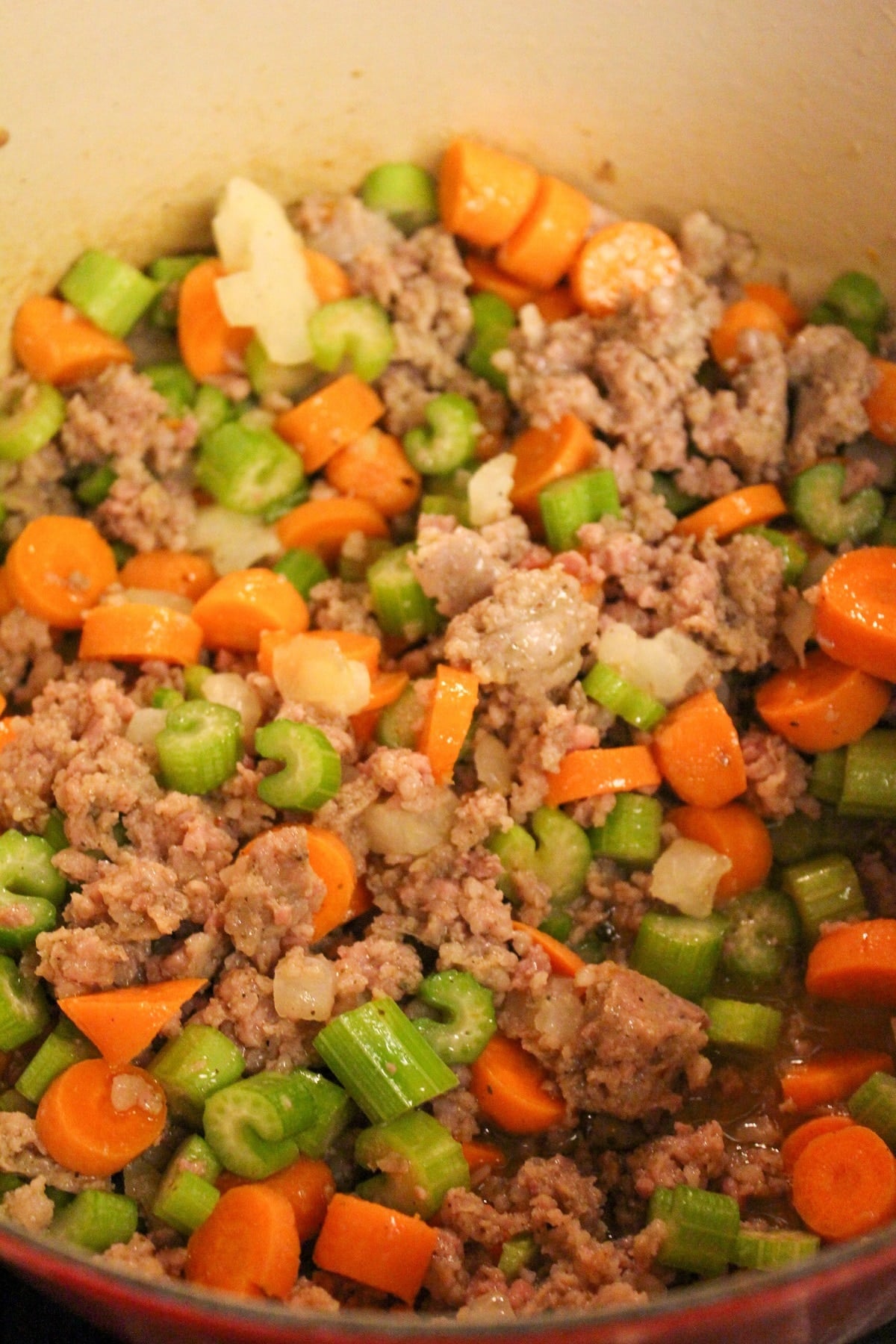 sausage carrots celery and onion