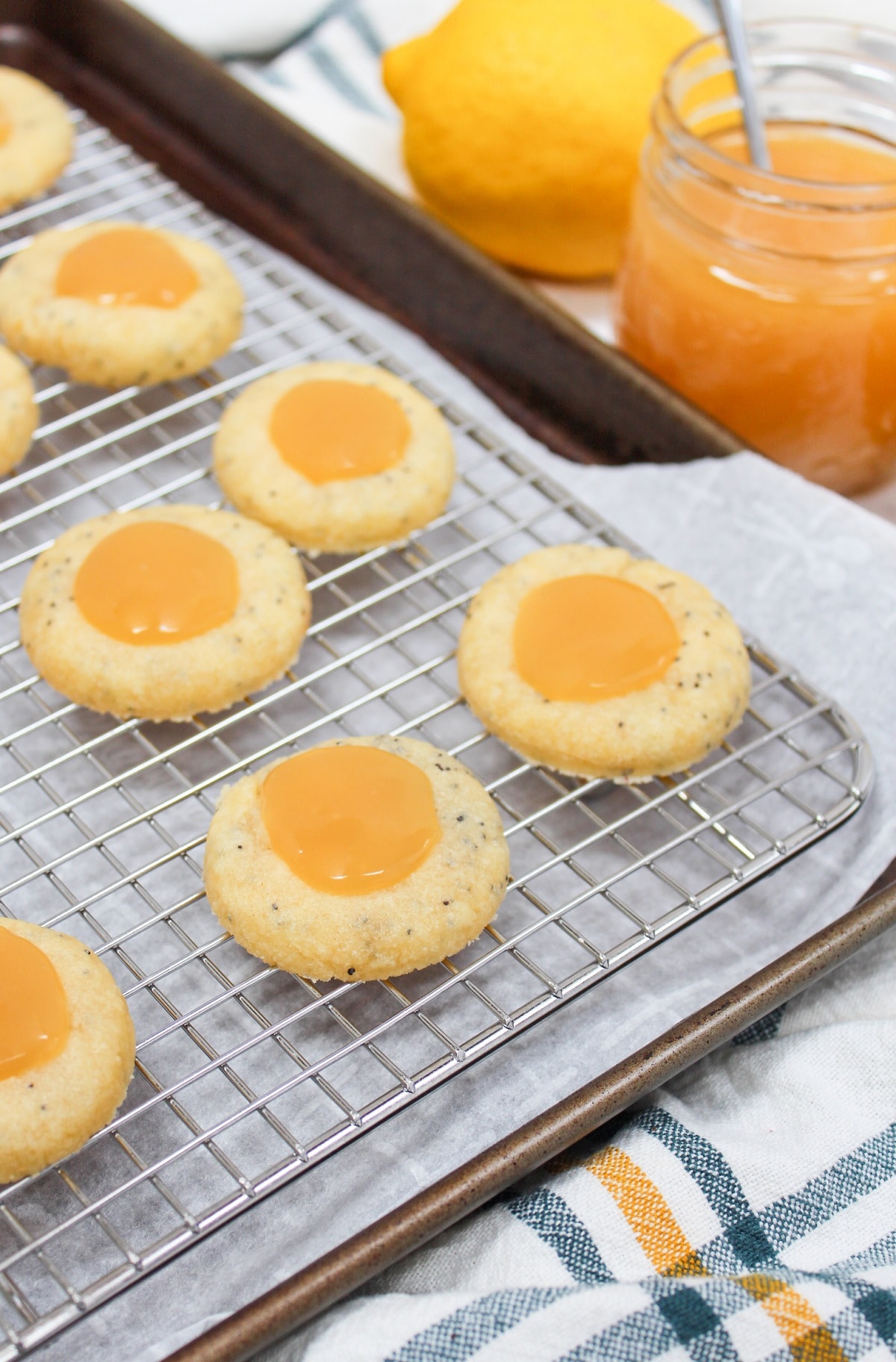 lemon poppy seed cookies on a baking tray