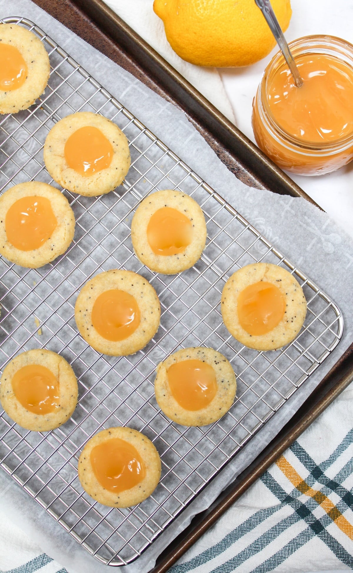 lemon poppy seed cookies on a baking tray