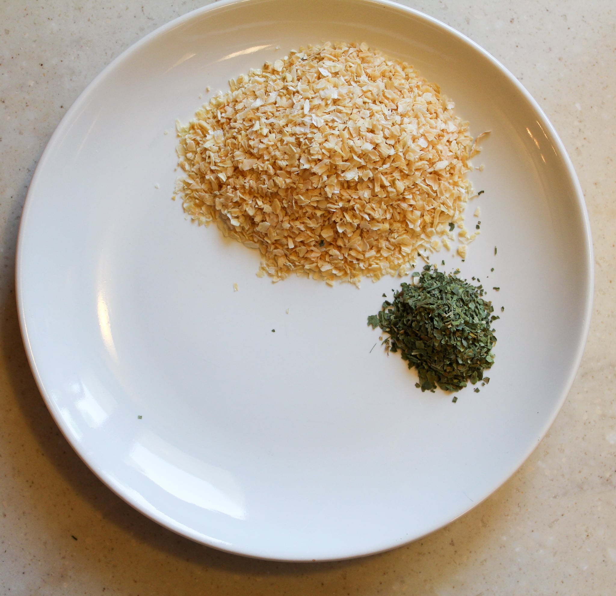 Onion soup ingredients on a plate