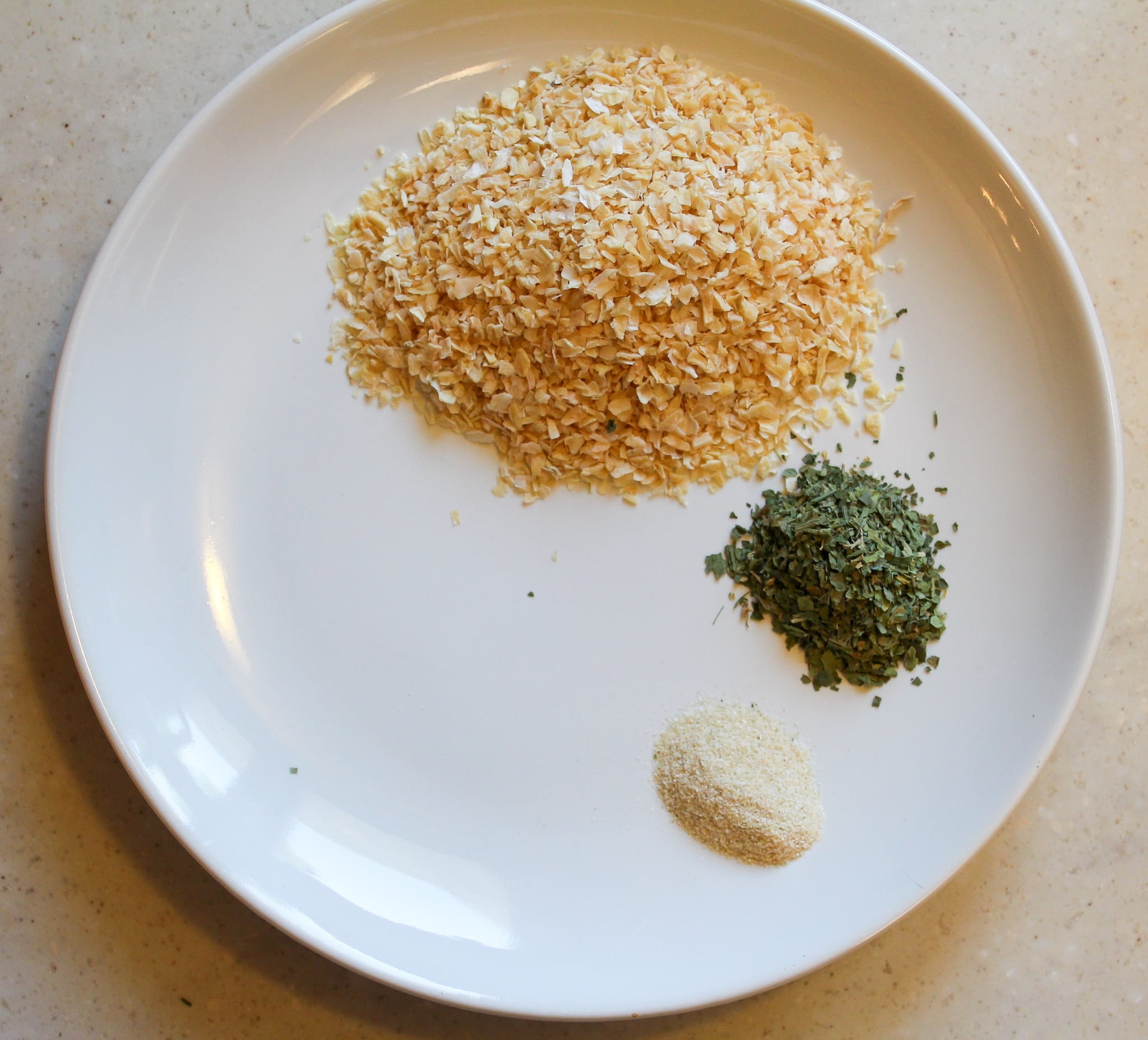 Onion soup ingredients on a plate