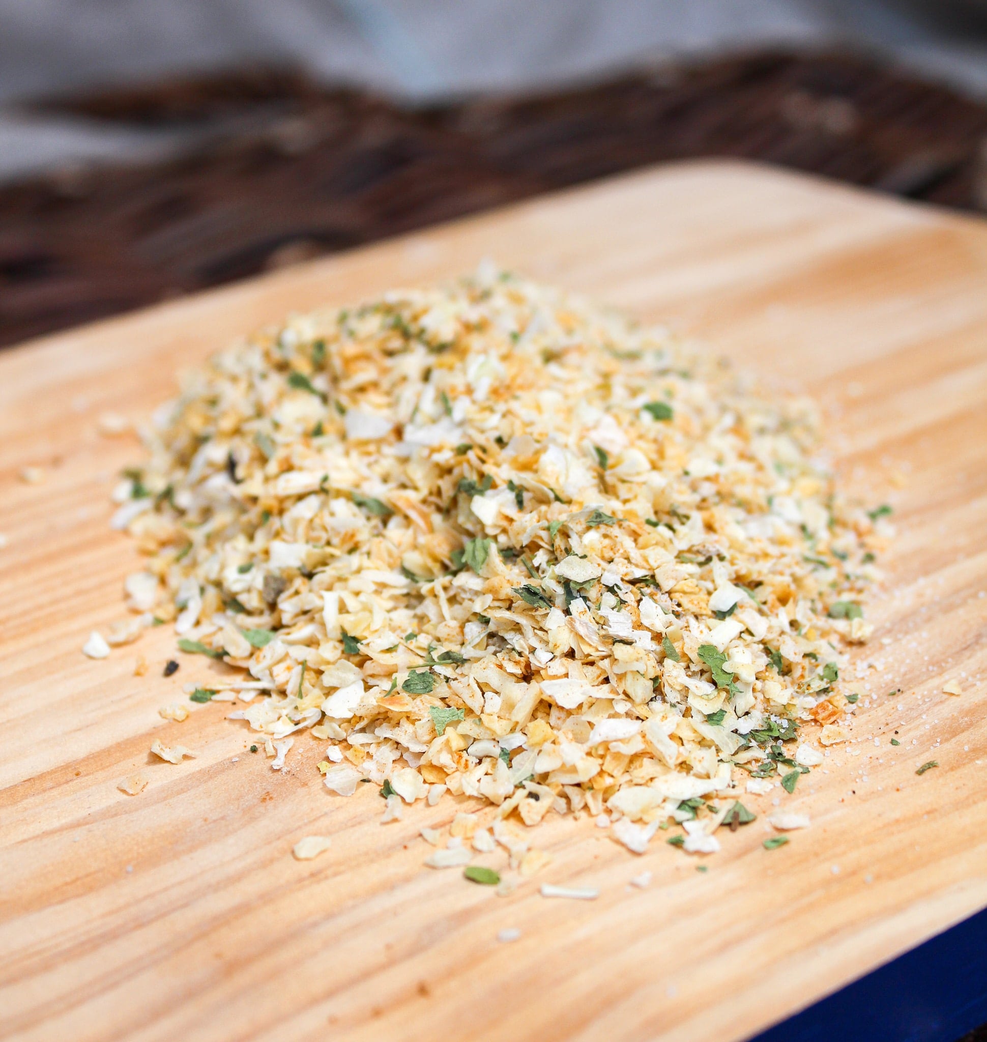 onion seasoning on a cutting board