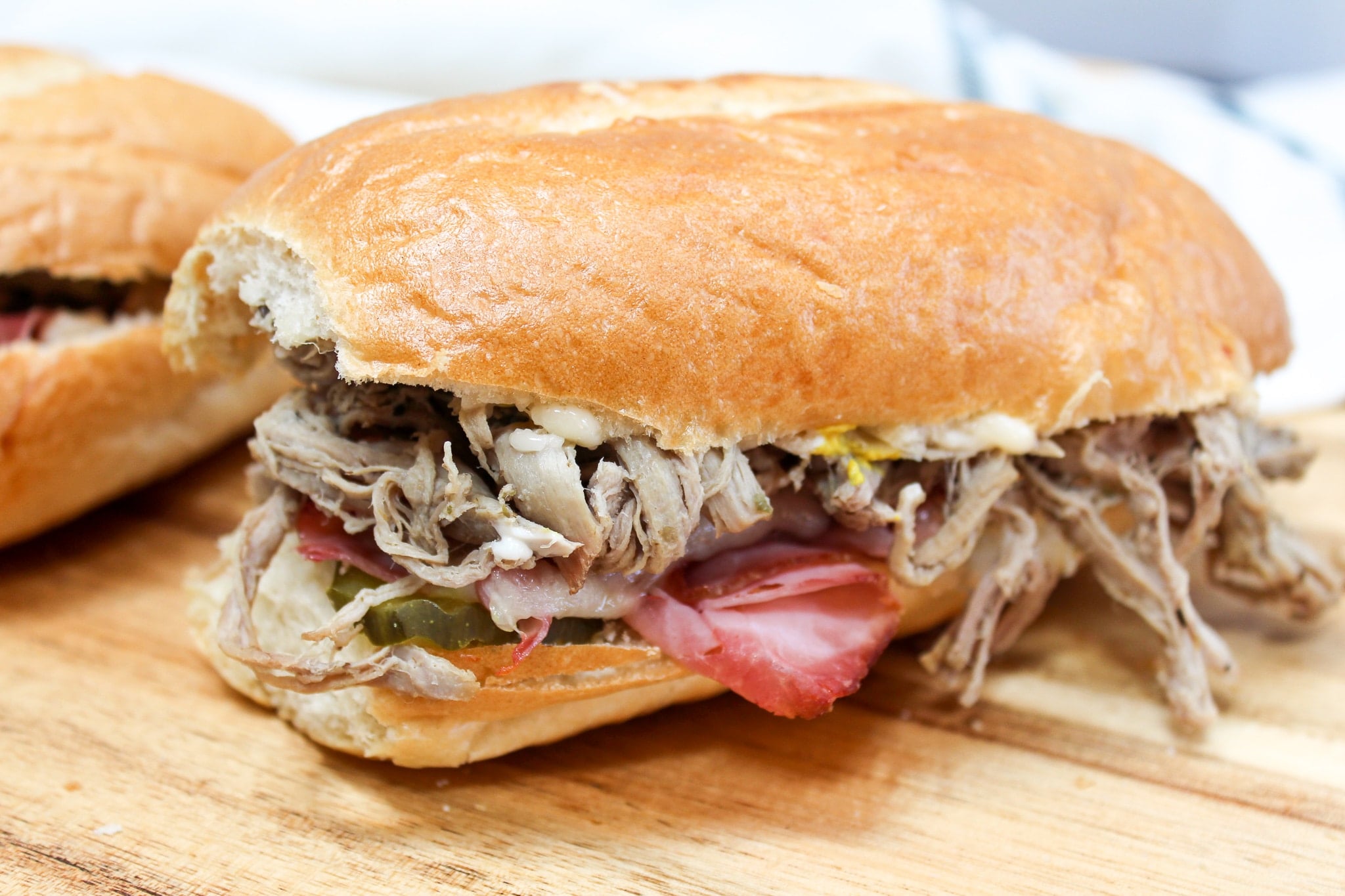side view of uncut cuban sandwich
