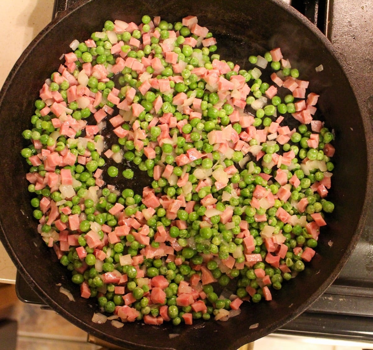 prep photos for ham and cheese gnocchi skillet