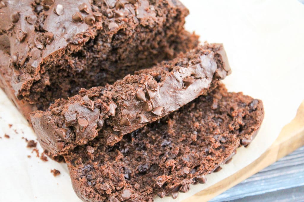 sliced chocolate loaf cake