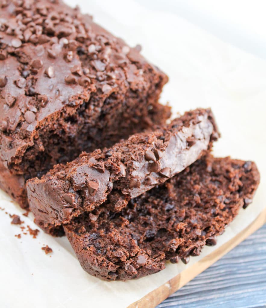 sliced chocolate loaf cake