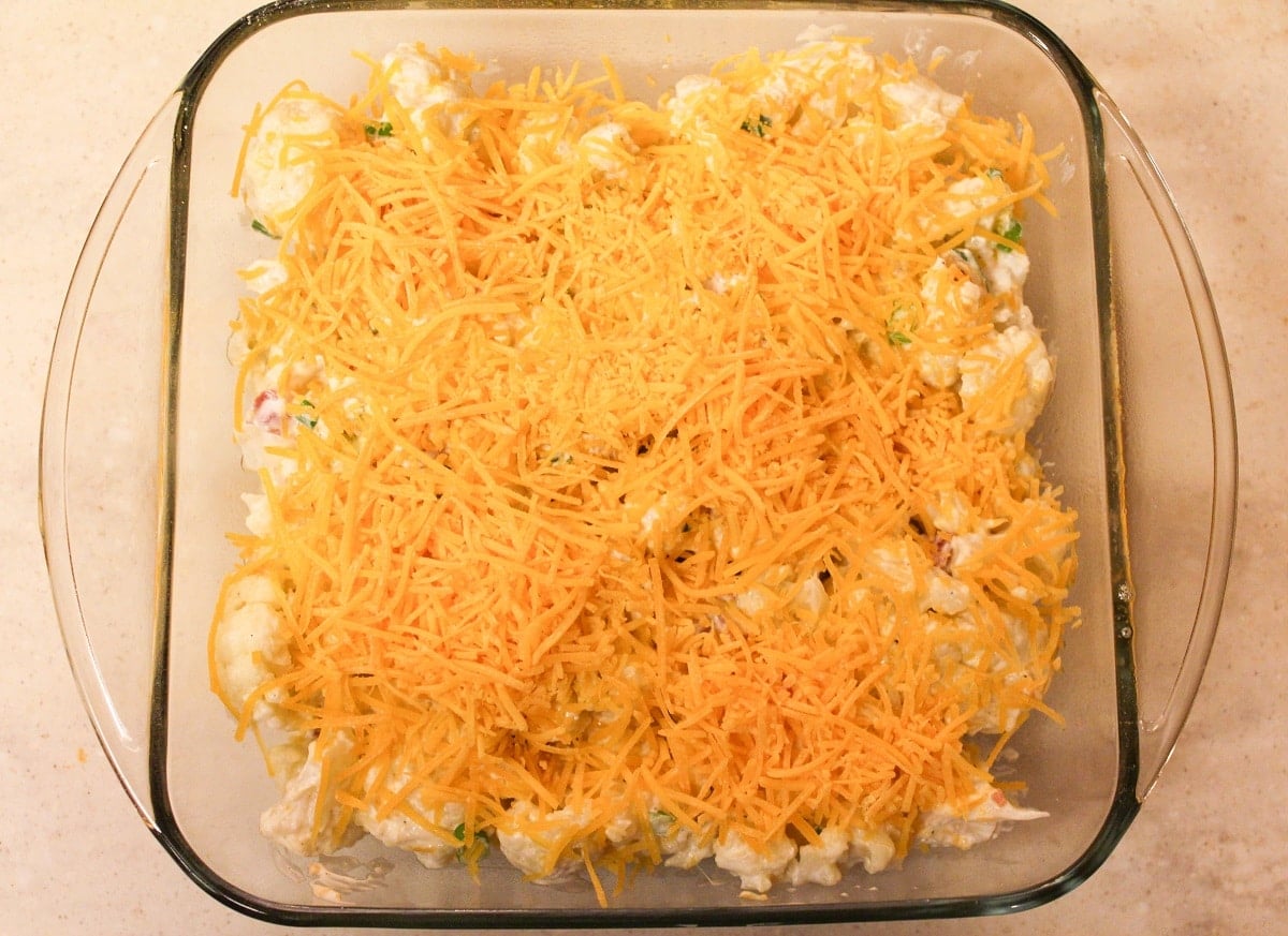 Casserole in a glass baking dish