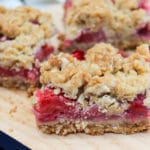 Strawberry Crumb Bars cut in squares
