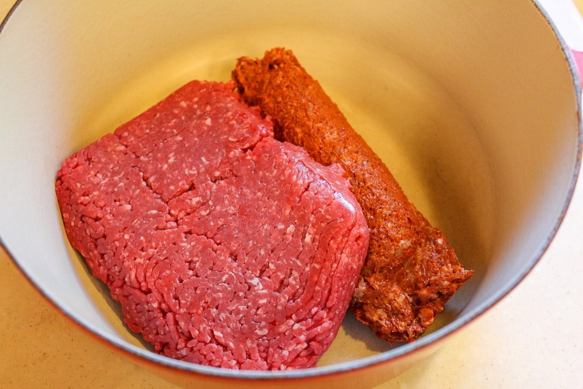 chili preparation in a pot