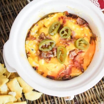 slow cooker jalapeno popper dip overhead photo