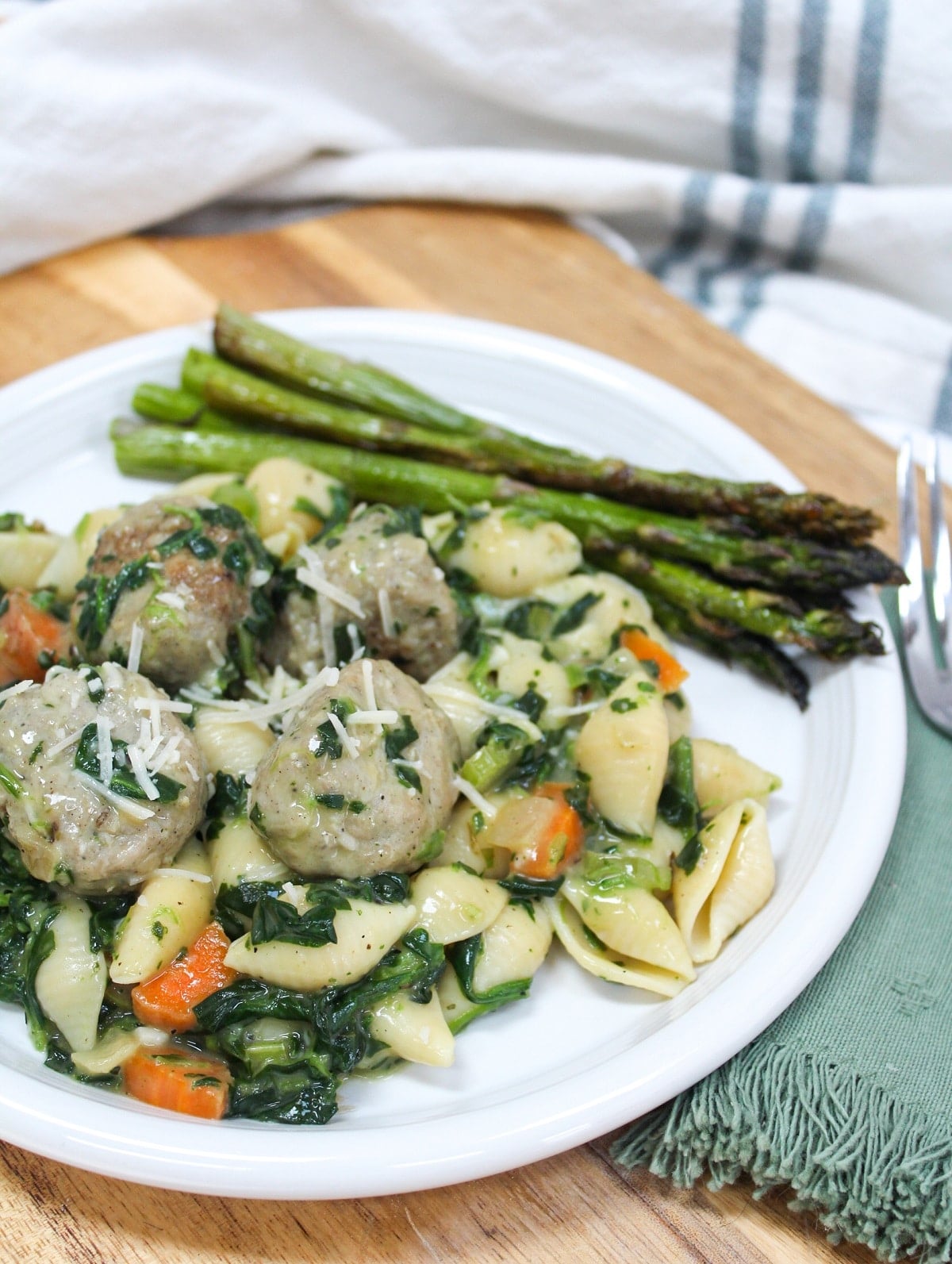 plated Italian Wedding Soup skillet.