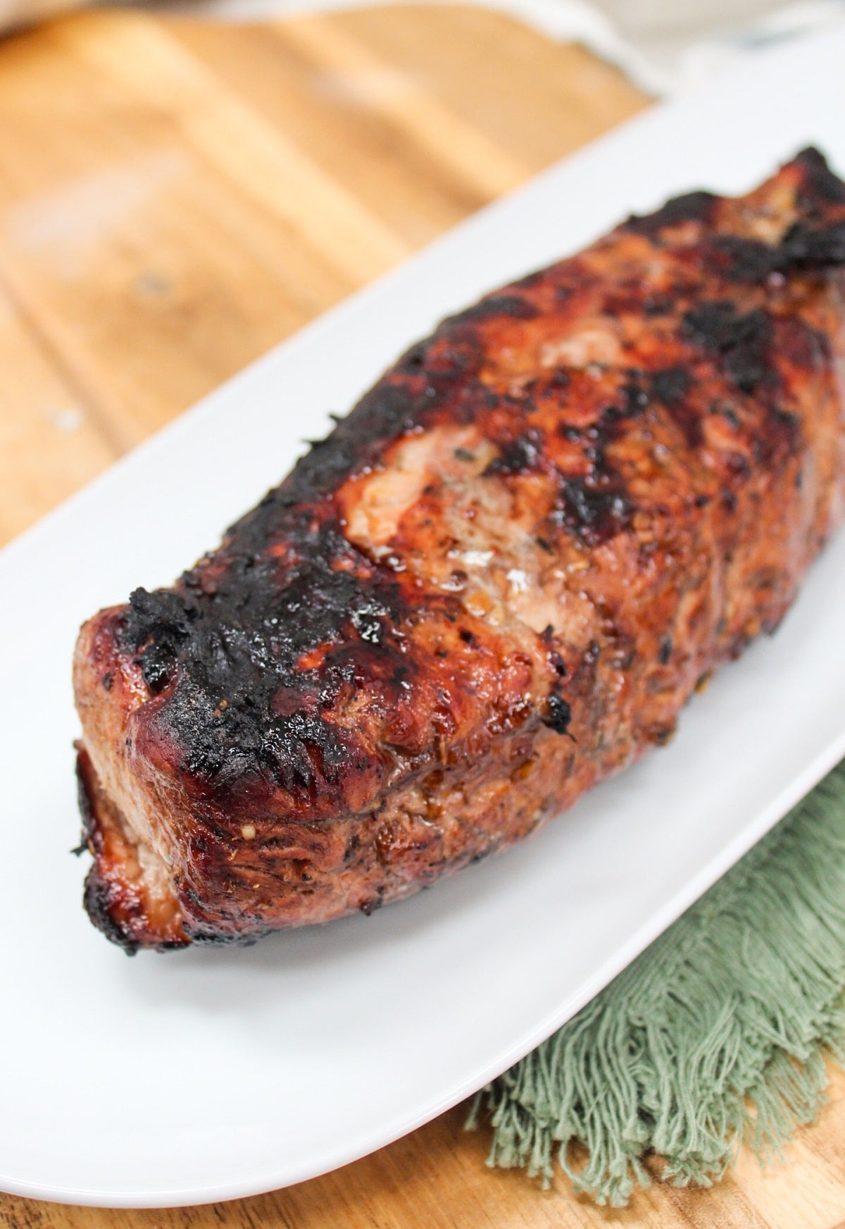 Grilled Honey Balsamic Pork Tenderloin grilled, but not sliced.