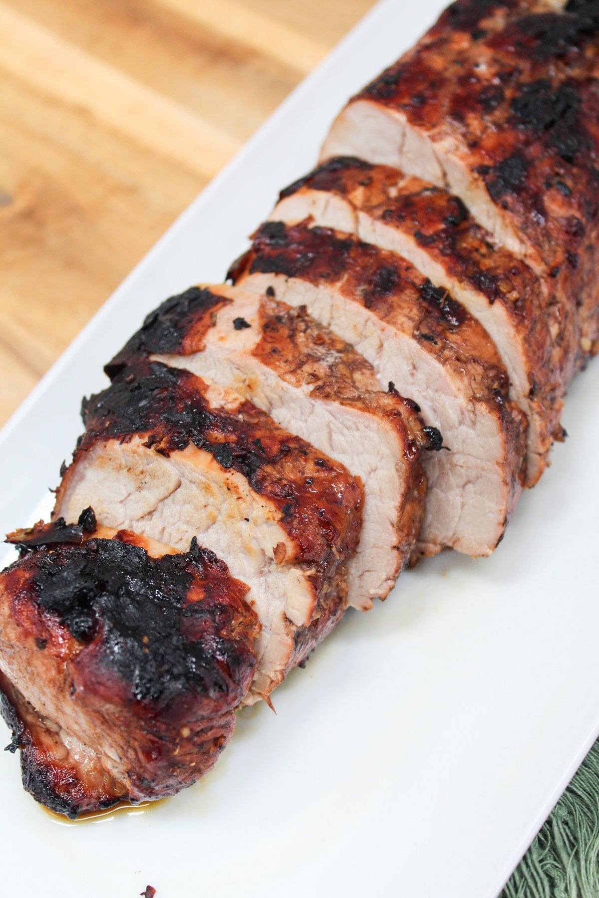 Grilled Honey Balsamic Pork Tenderloin grilled and sliced.