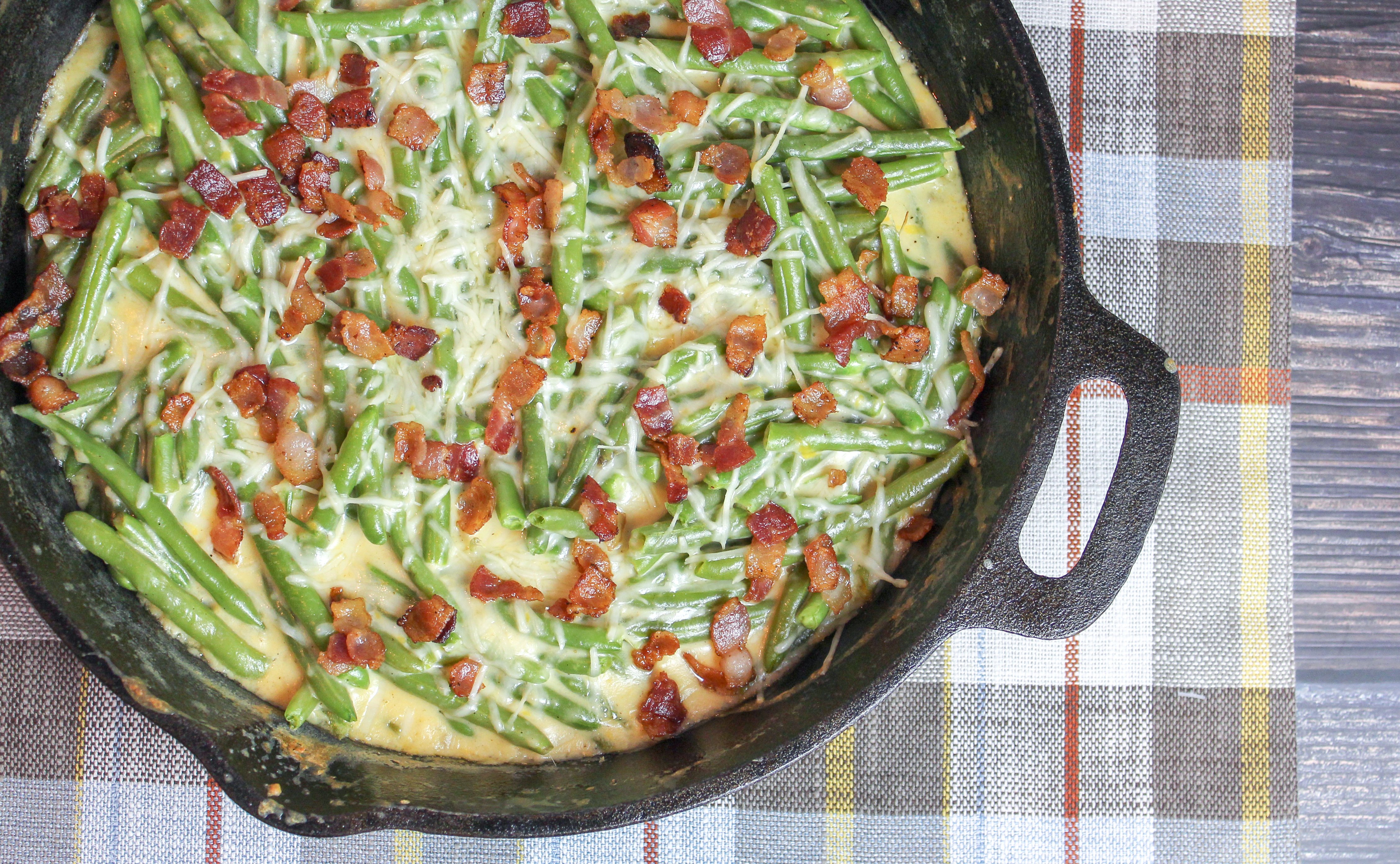 Green Beans Baked with Cheese and Bacon