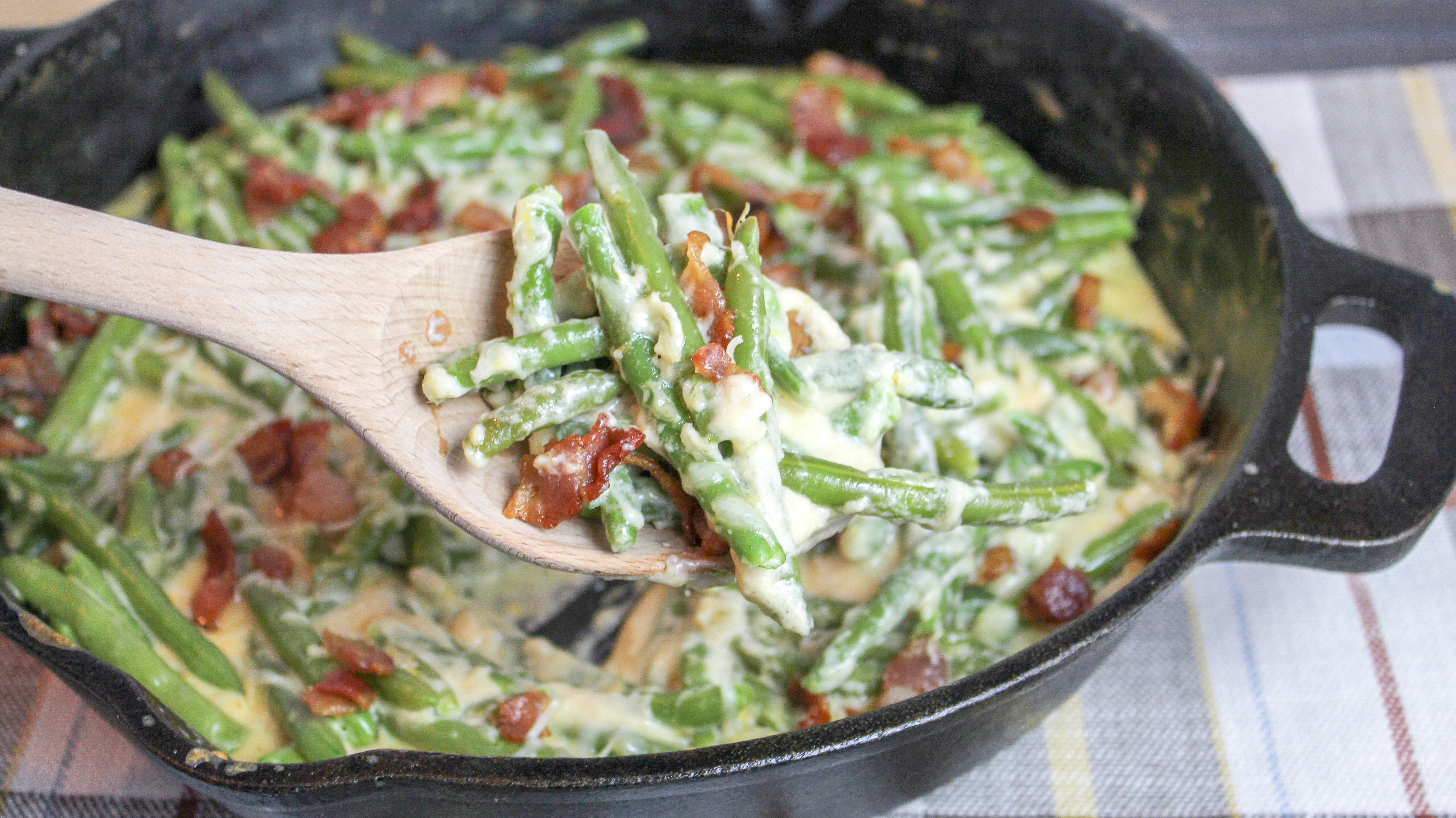 Green Beans Baked with Cheese and Bacon