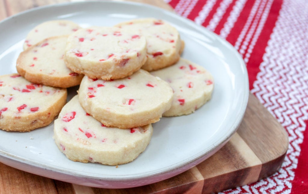 Stacked cookies on a white plate
