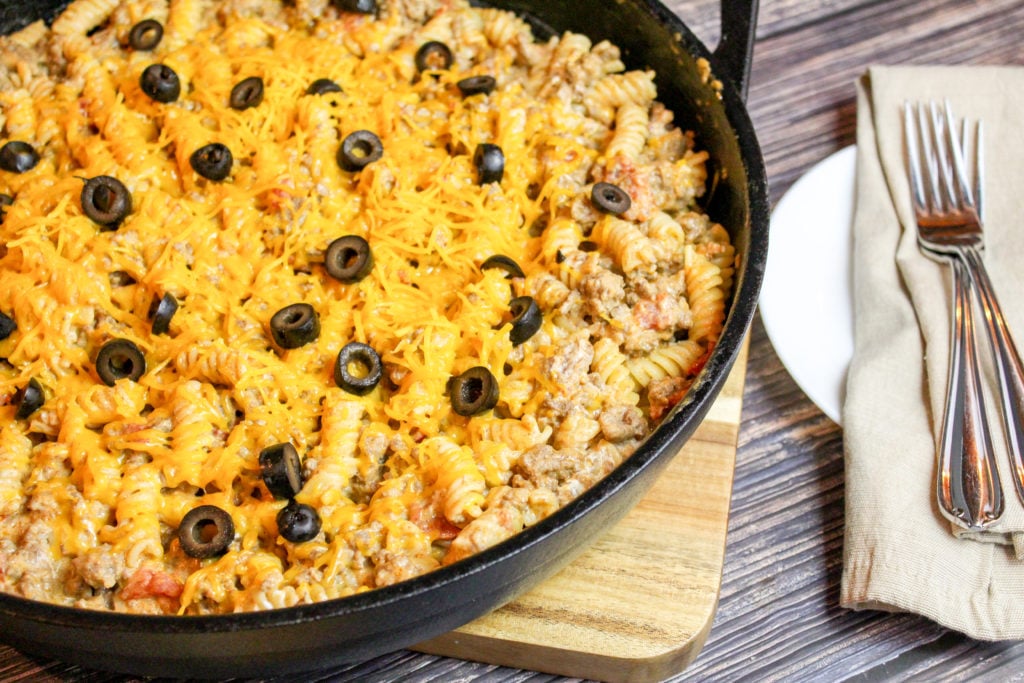 taco pasta in a skillet