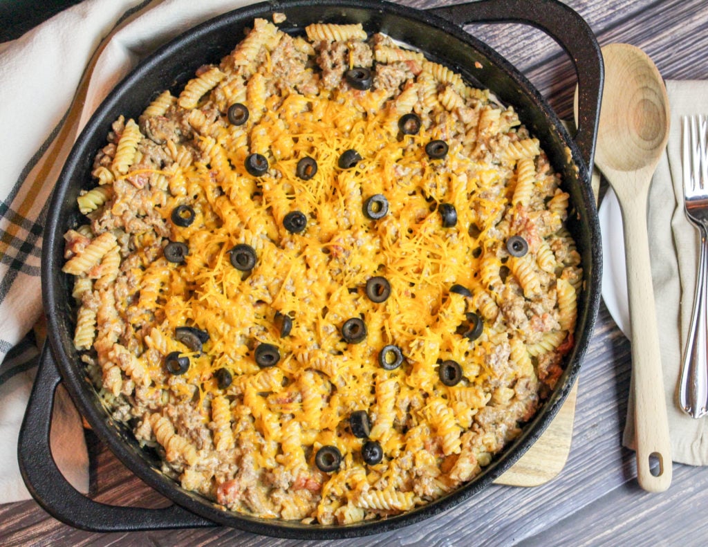 taco pasta in a skillet