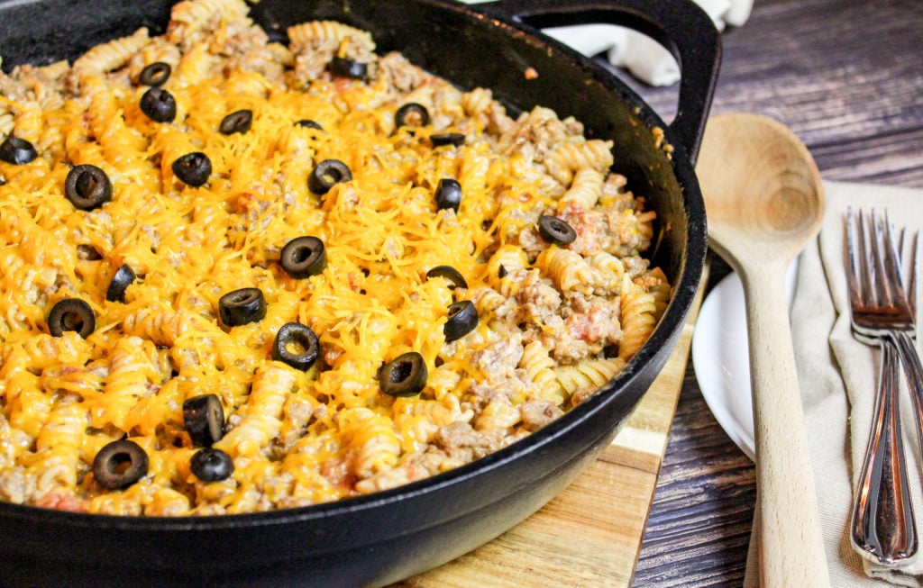 taco pasta in a skillet