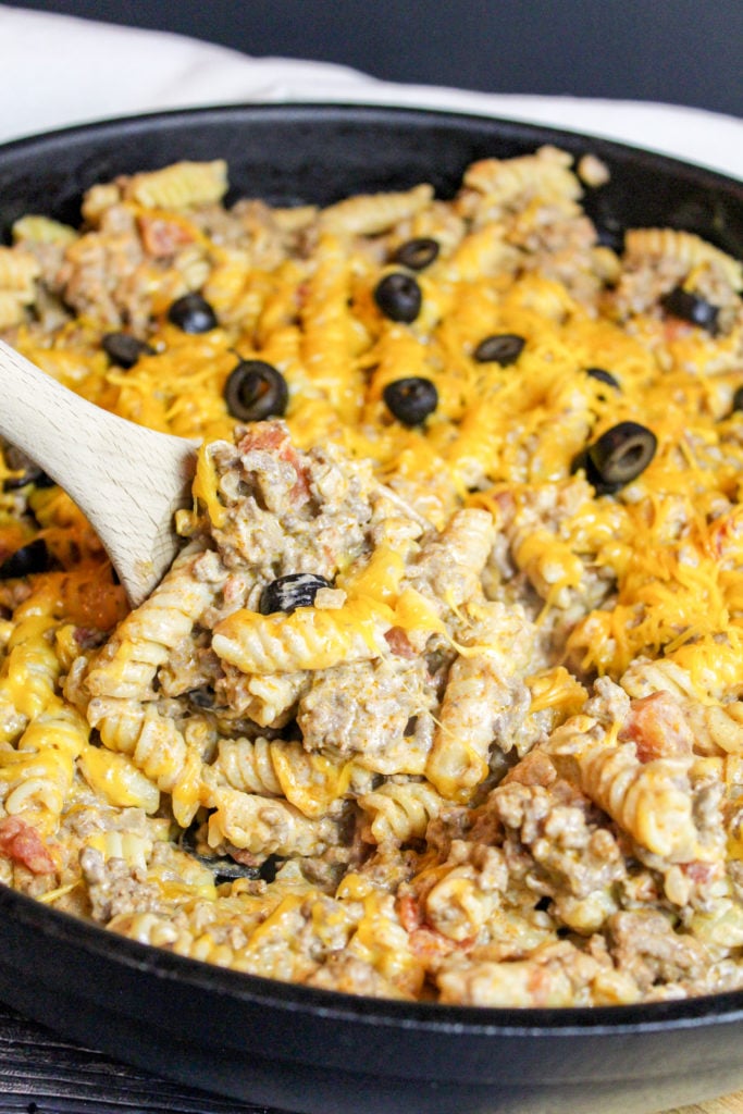 taco pasta in a skillet
