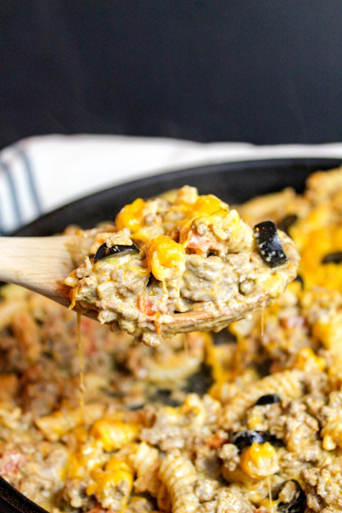 taco pasta in a skillet
