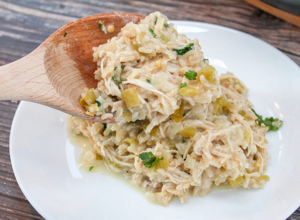 Chicken with Chile Cheese Rice on a plate