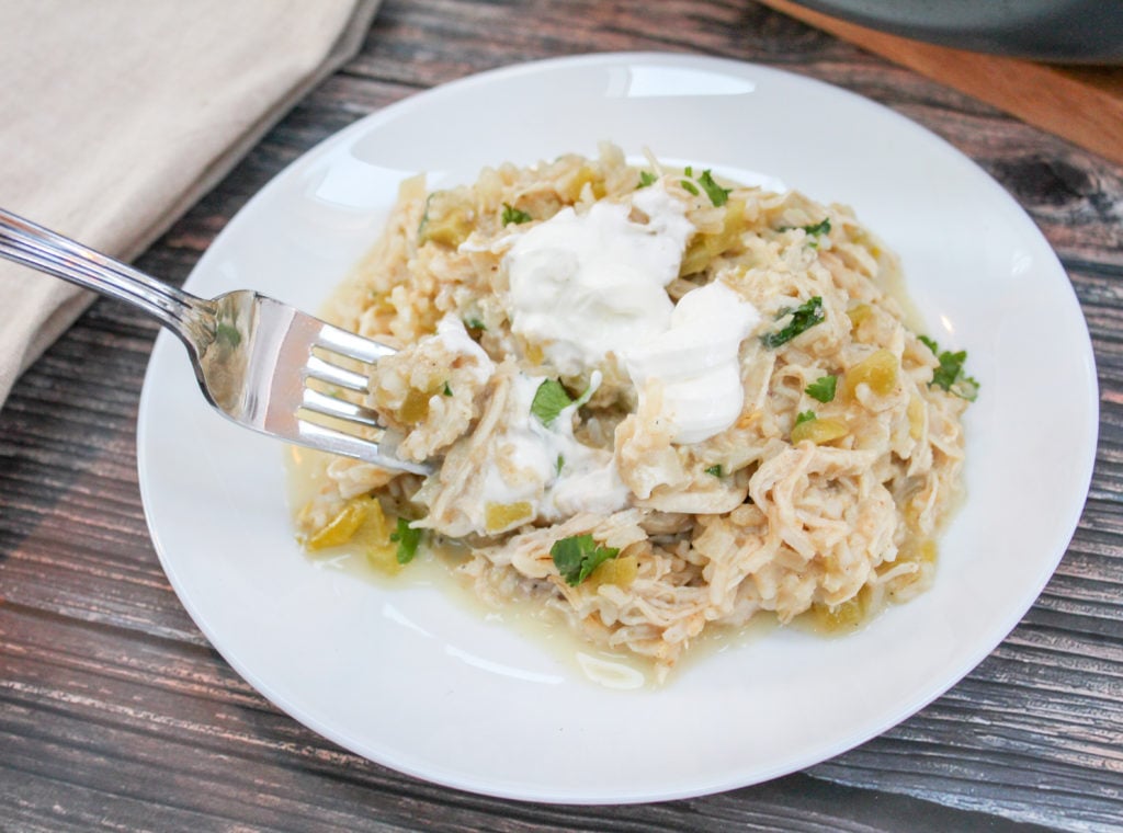 Chicken with Chile Cheese Rice on a plate