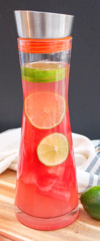 Watermelon Lime Agua Fresca in a pitcher