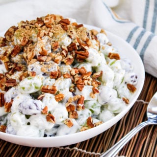 grapes salad in a white bowl