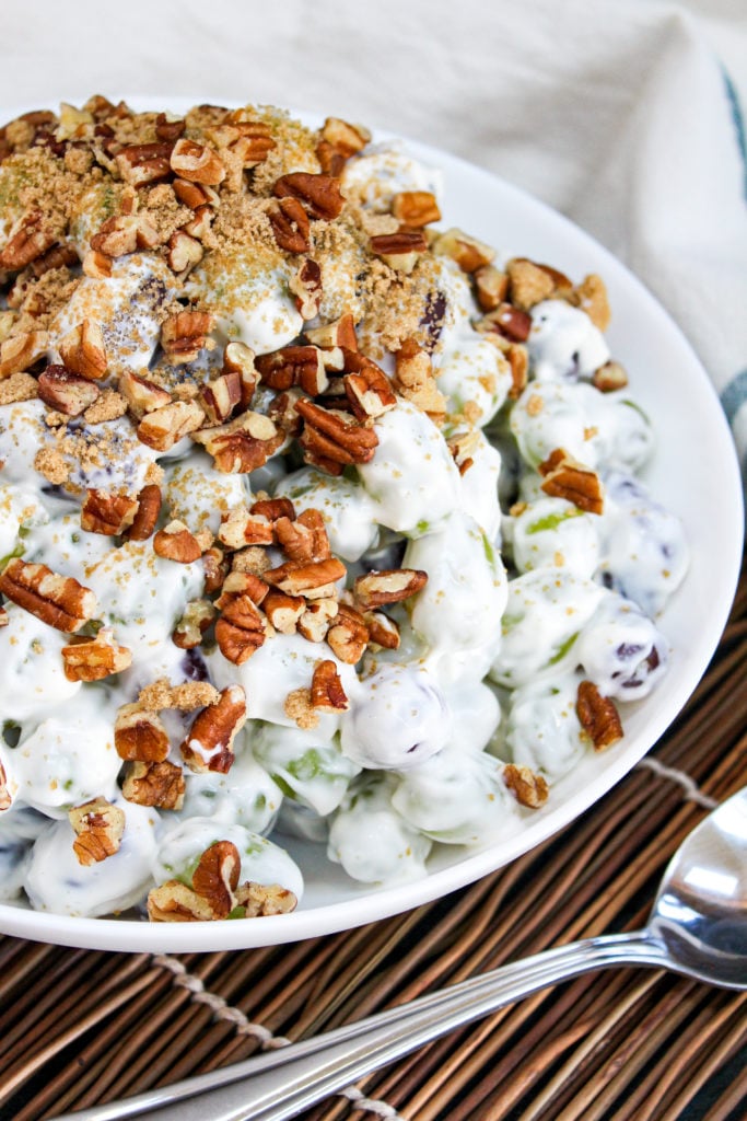 grapes salad in a white bowl