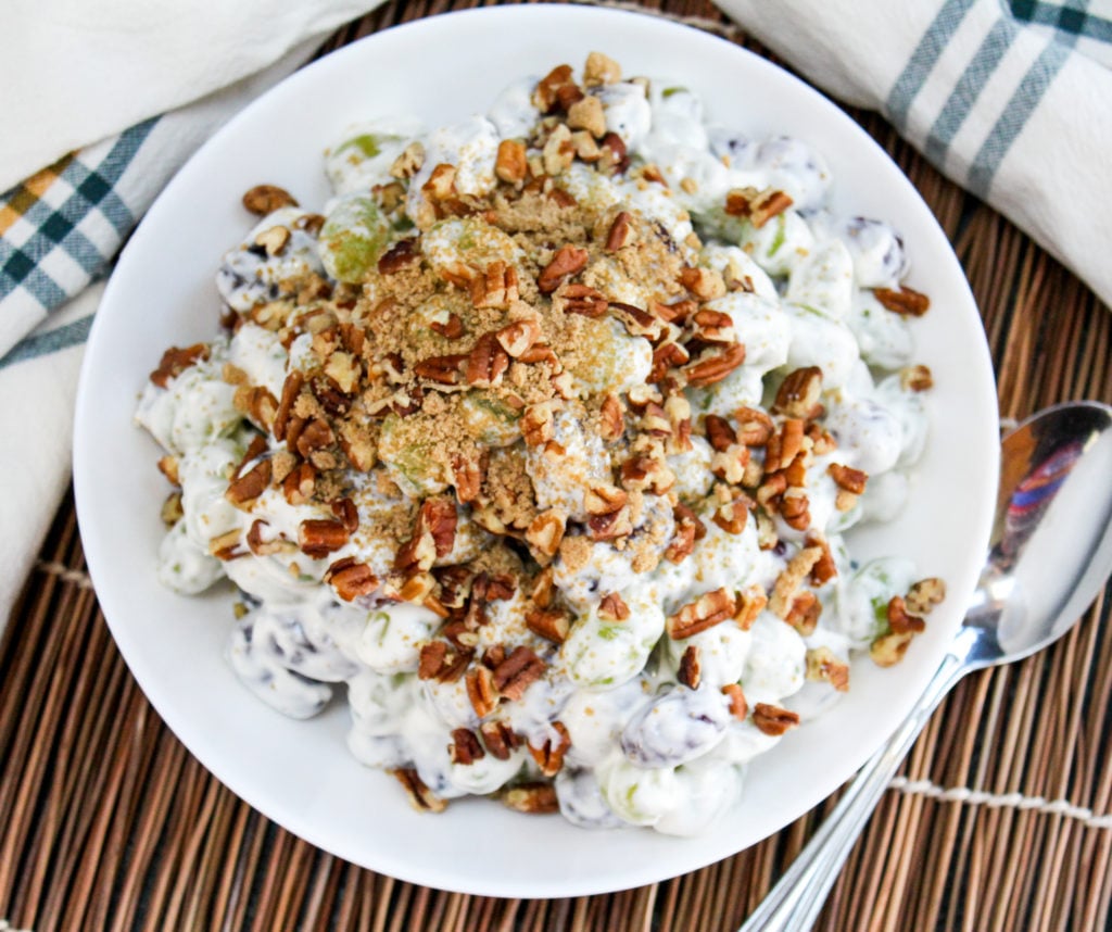 grapes salad in a white bowl
