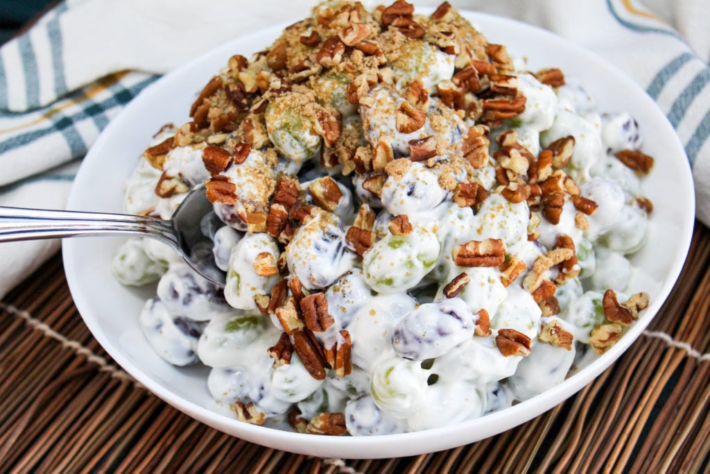 grapes salad in a white bowl