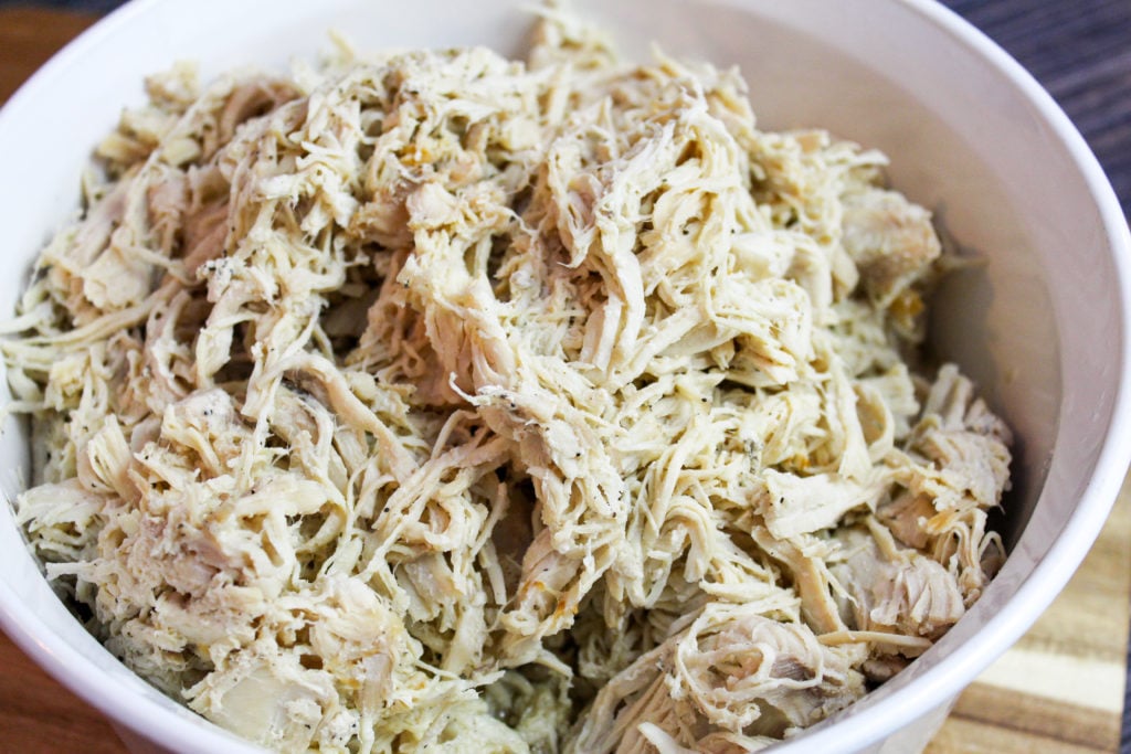 shredded chicken in a bowl